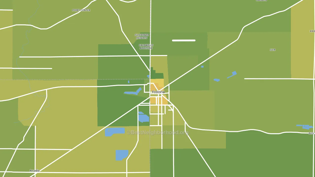 Fostoria, OH block-group voter-turnout map