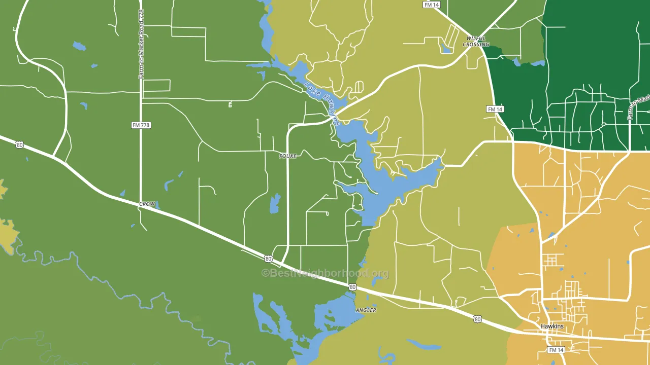 Fouke, TX block-group voter-turnout map