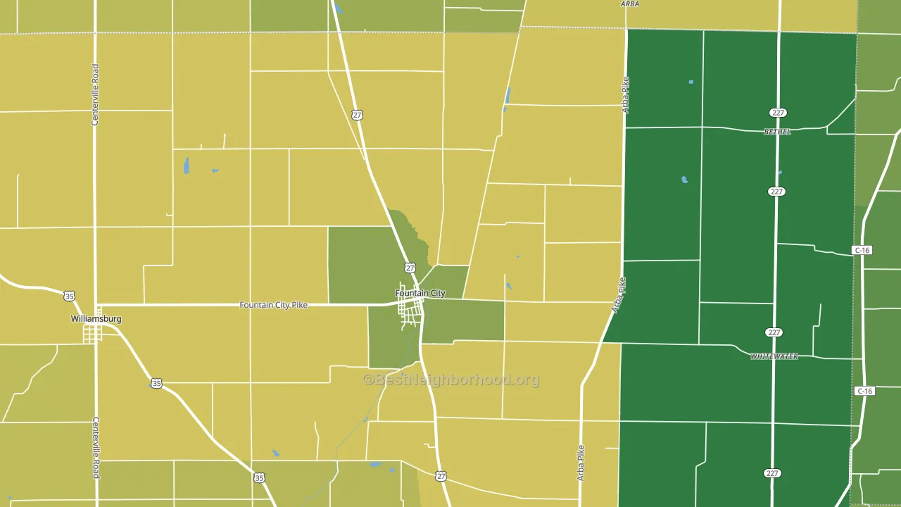 Fountain City, IN block-group voter-turnout map