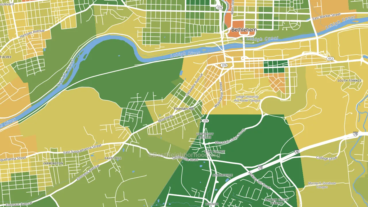 Fountain Hill, PA block-group voter-turnout map