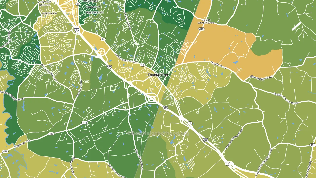 Fountain Inn, SC block-group voter-turnout map
