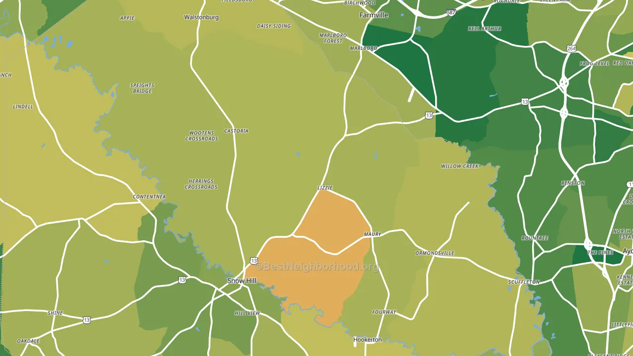 Fountain, NC block-group voter-turnout map