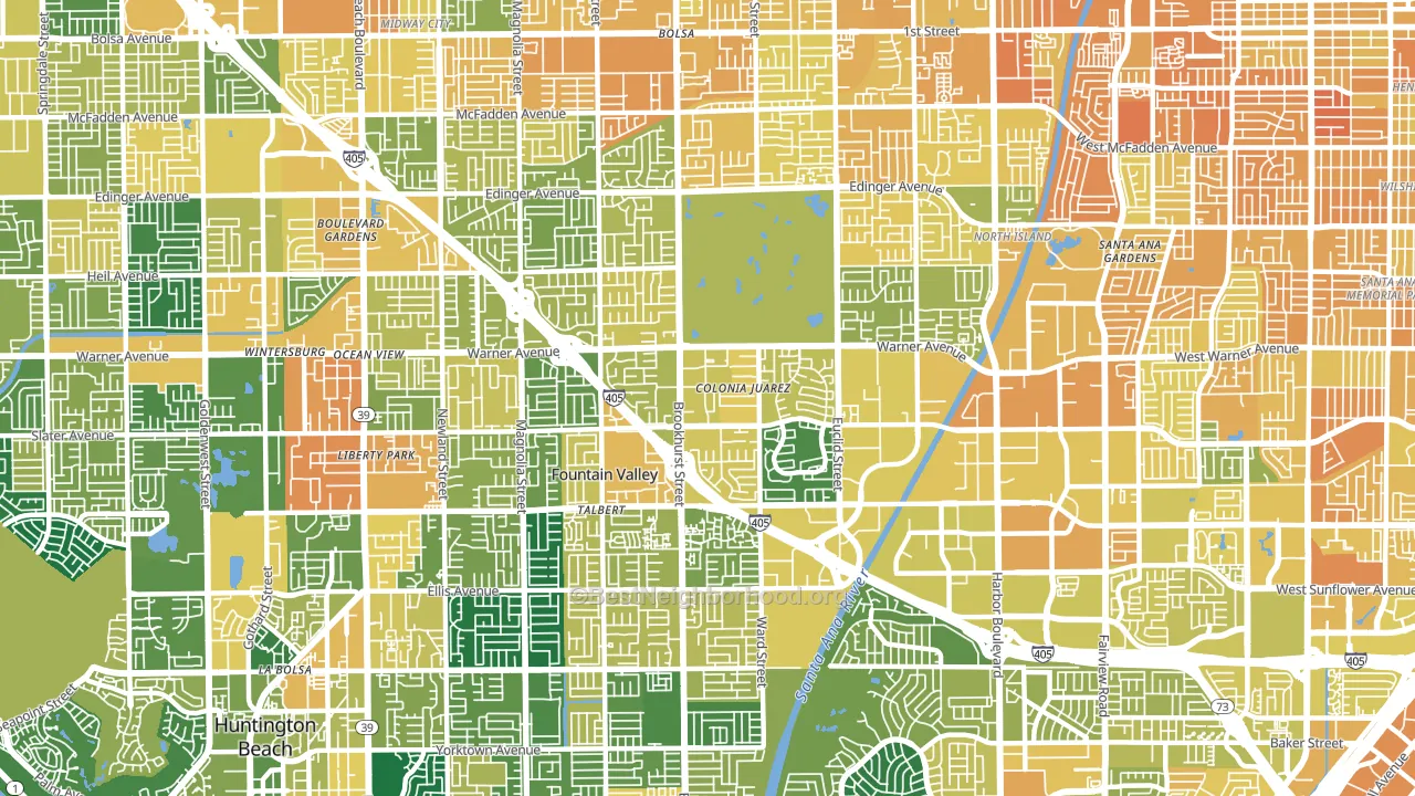 Fountain Valley, CA block-group voter-turnout map
