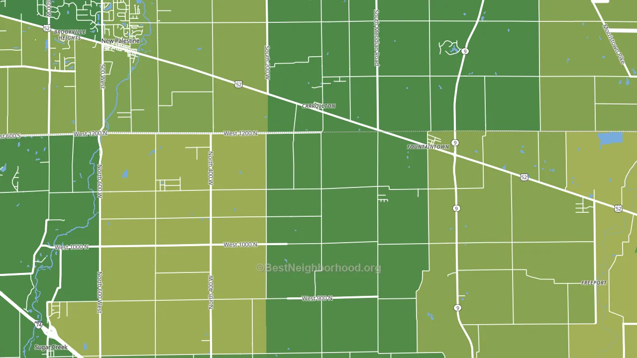 Fountaintown, IN block-group voter-turnout map