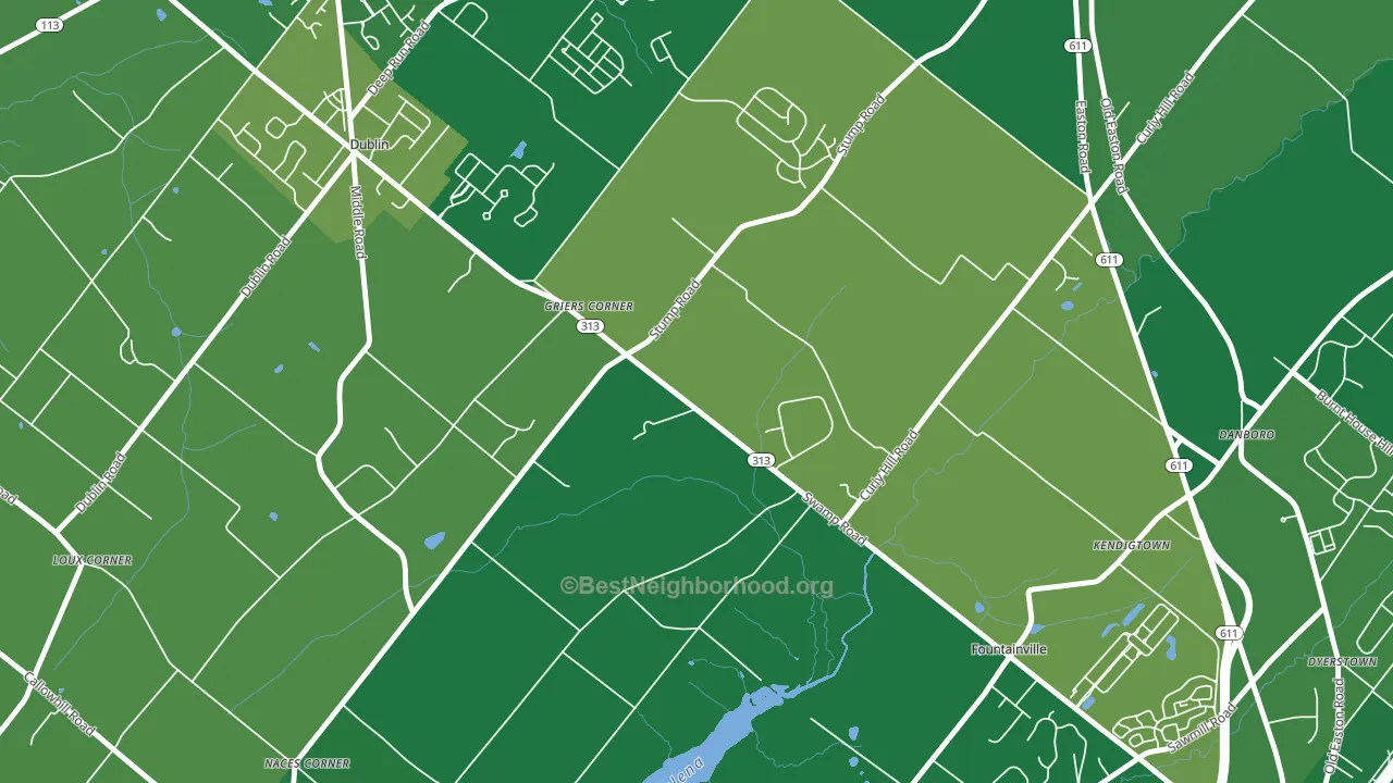 Fountainville, PA block-group voter-turnout map