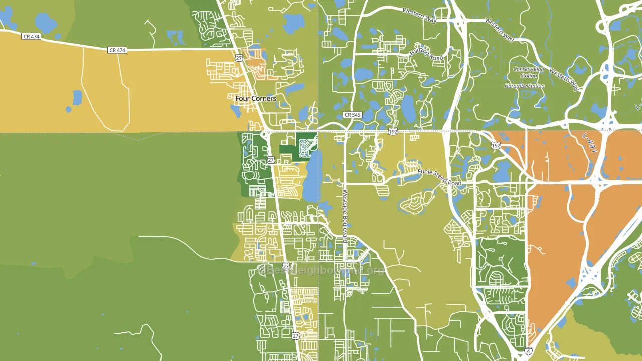 Four Corners, FL block-group voter-turnout map