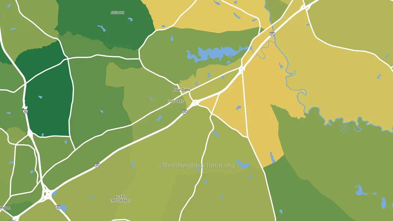 Four Oaks, NC block-group voter-turnout map