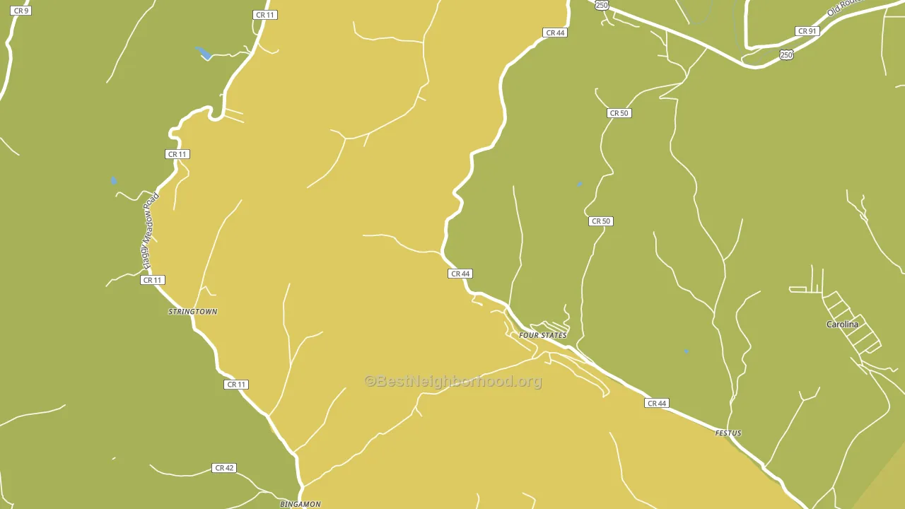 Four States, WV block-group voter-turnout map