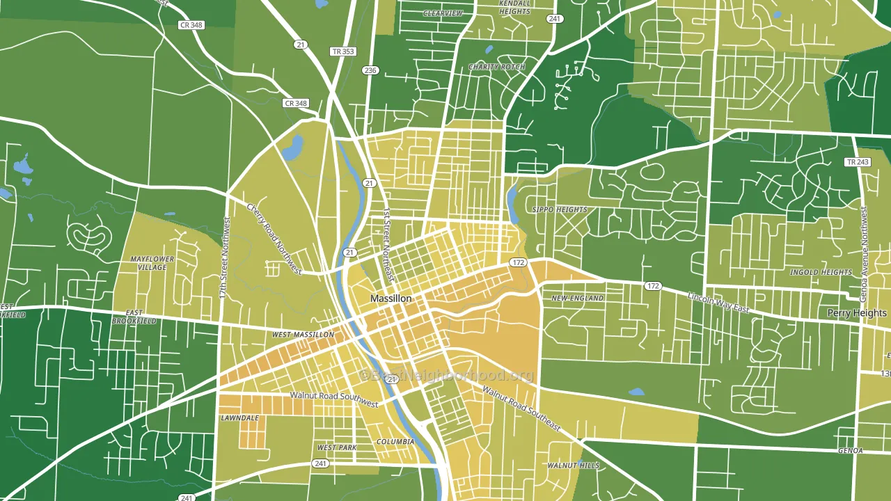 Fourth Street Historic District, Massillon, OH block-group voter-turnout map