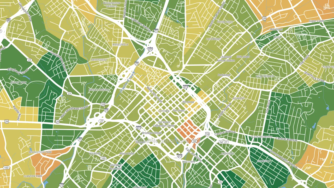 Fourth Ward, Charlotte, NC block-group voter-turnout map