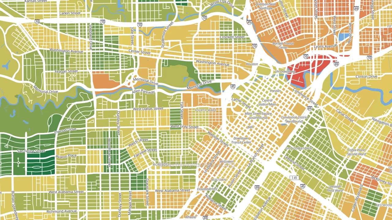 Fourth Ward, Houston, TX block-group voter-turnout map