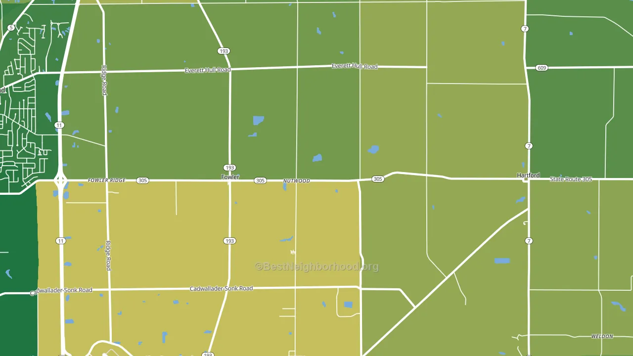 Fowler, OH block-group voter-turnout map