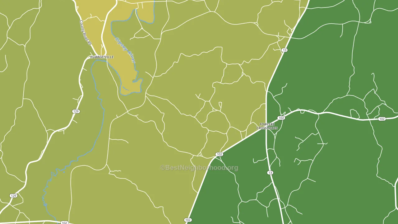 Fowlers Crossroads, AL block-group voter-turnout map