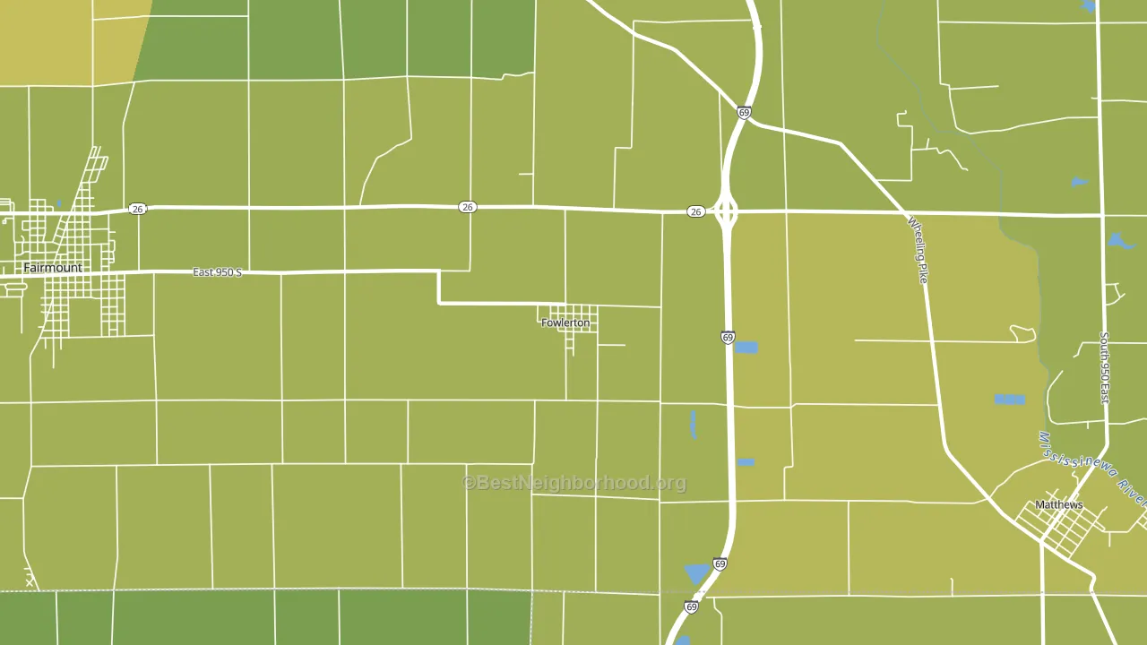 Fowlerton, IN block-group voter-turnout map