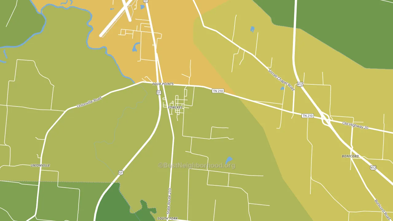 Fowlkes, TN block-group voter-turnout map