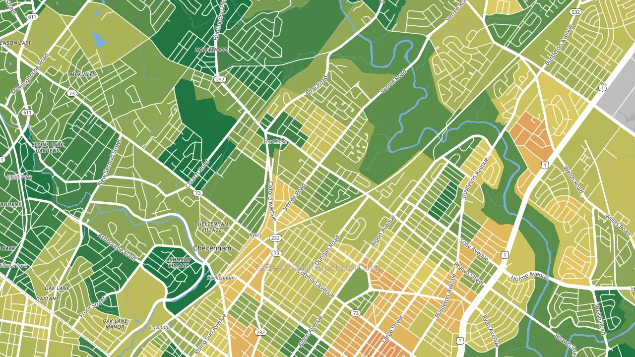 Fox Chase-Burholme, Philadelphia, PA block-group voter-turnout map
