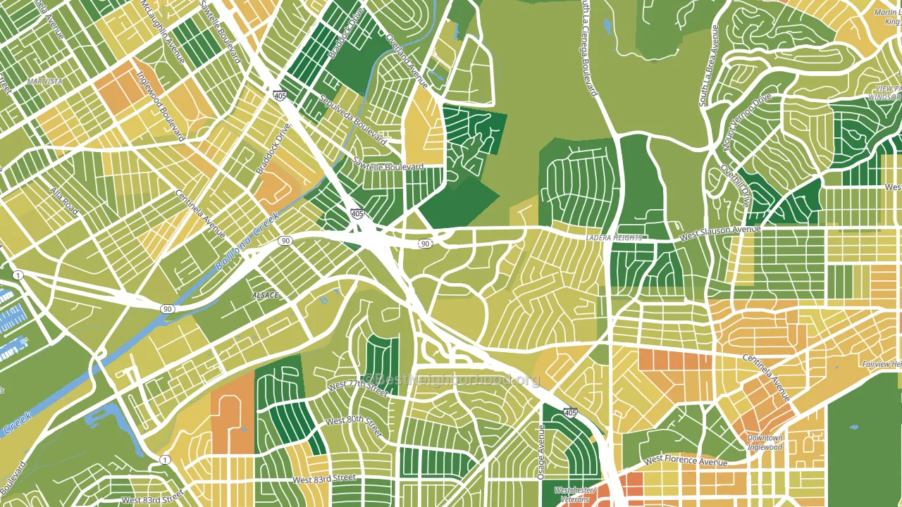 Fox Hills, Culver City, CA block-group voter-turnout map