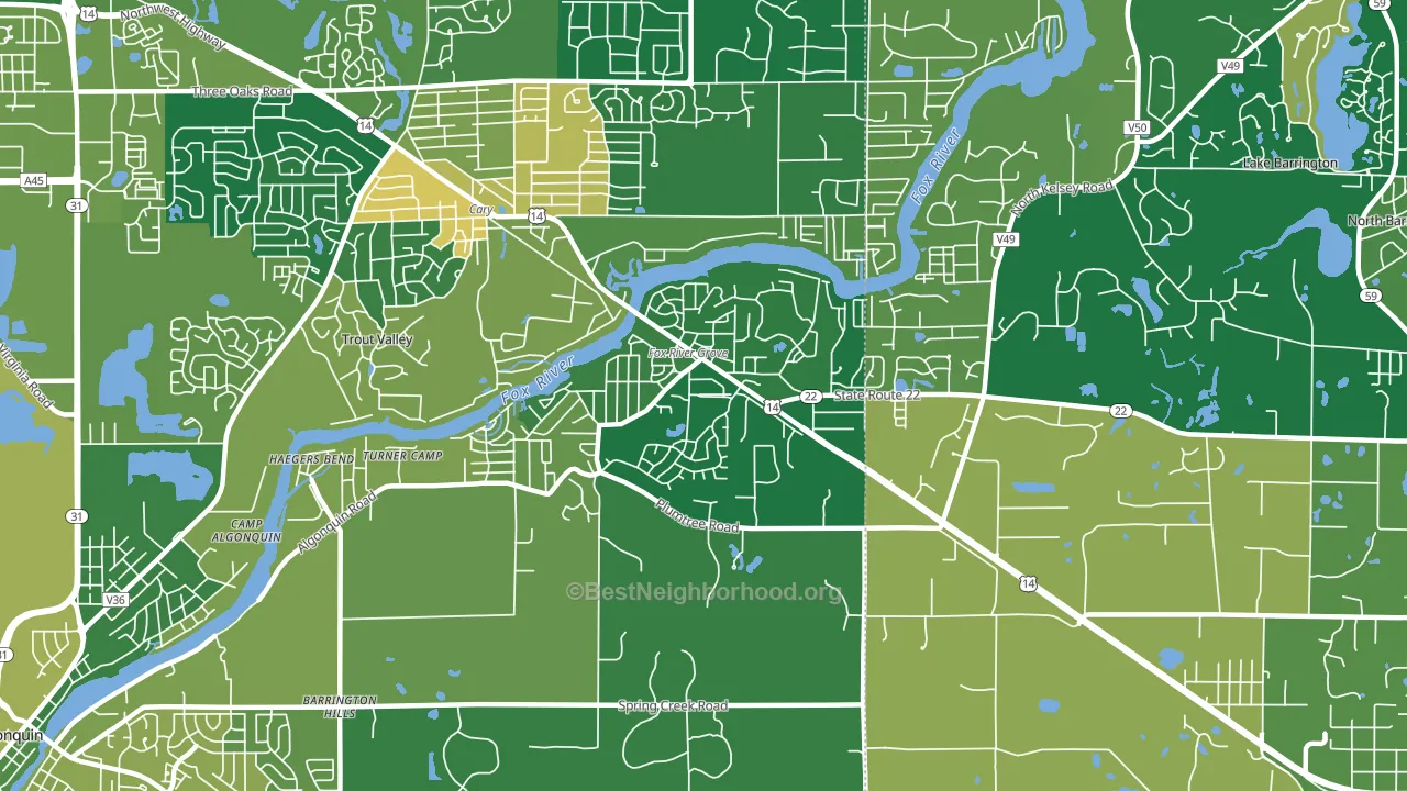 Fox River Grove, IL block-group voter-turnout map