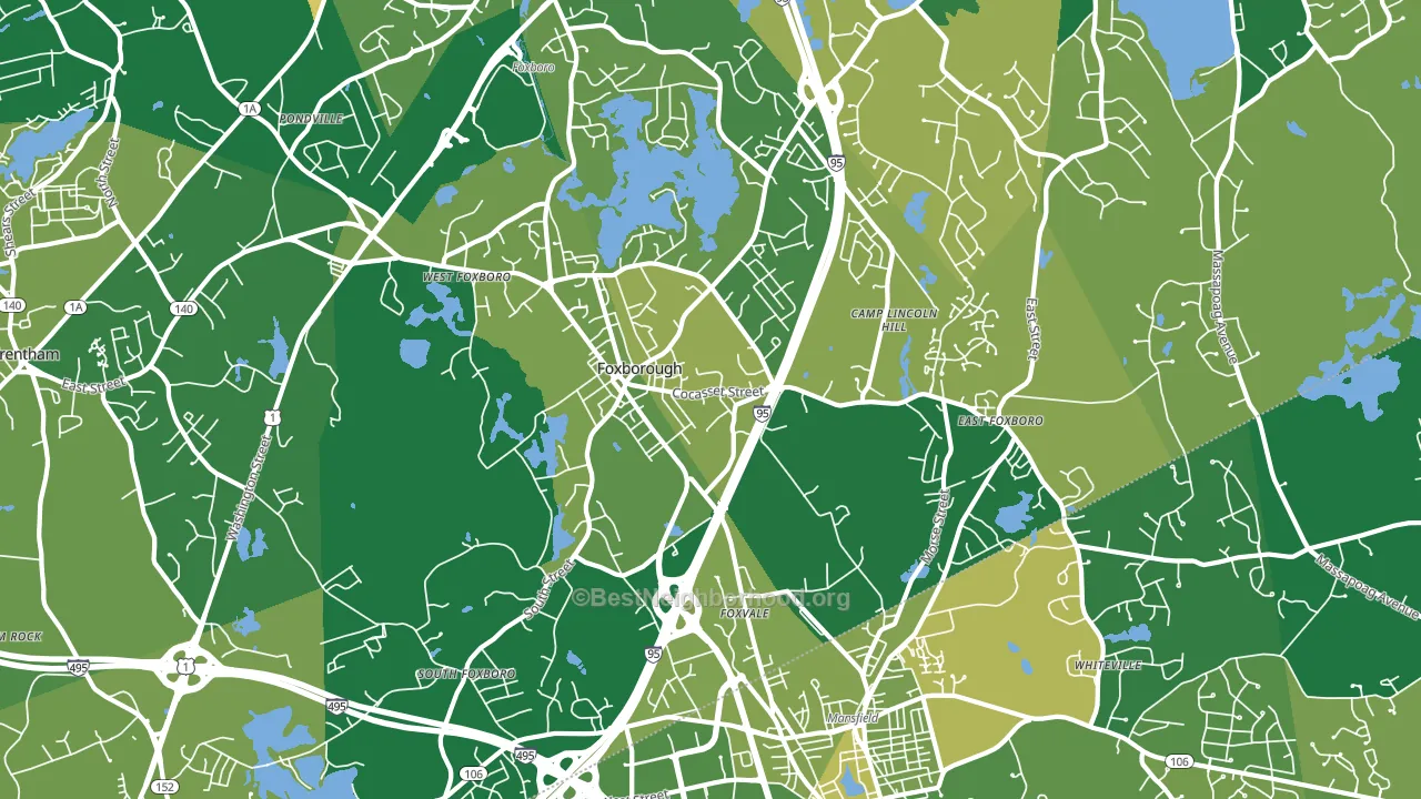 Foxboro, MA block-group voter-turnout map