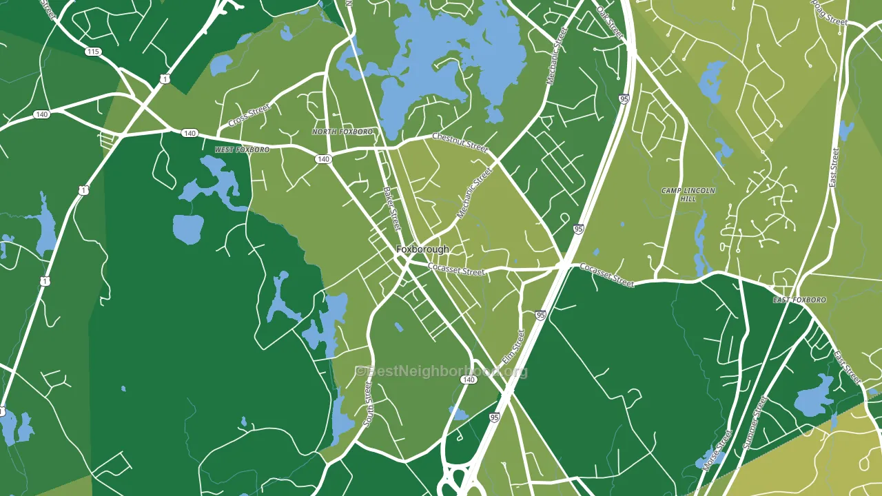 Foxborough, MA block-group voter-turnout map
