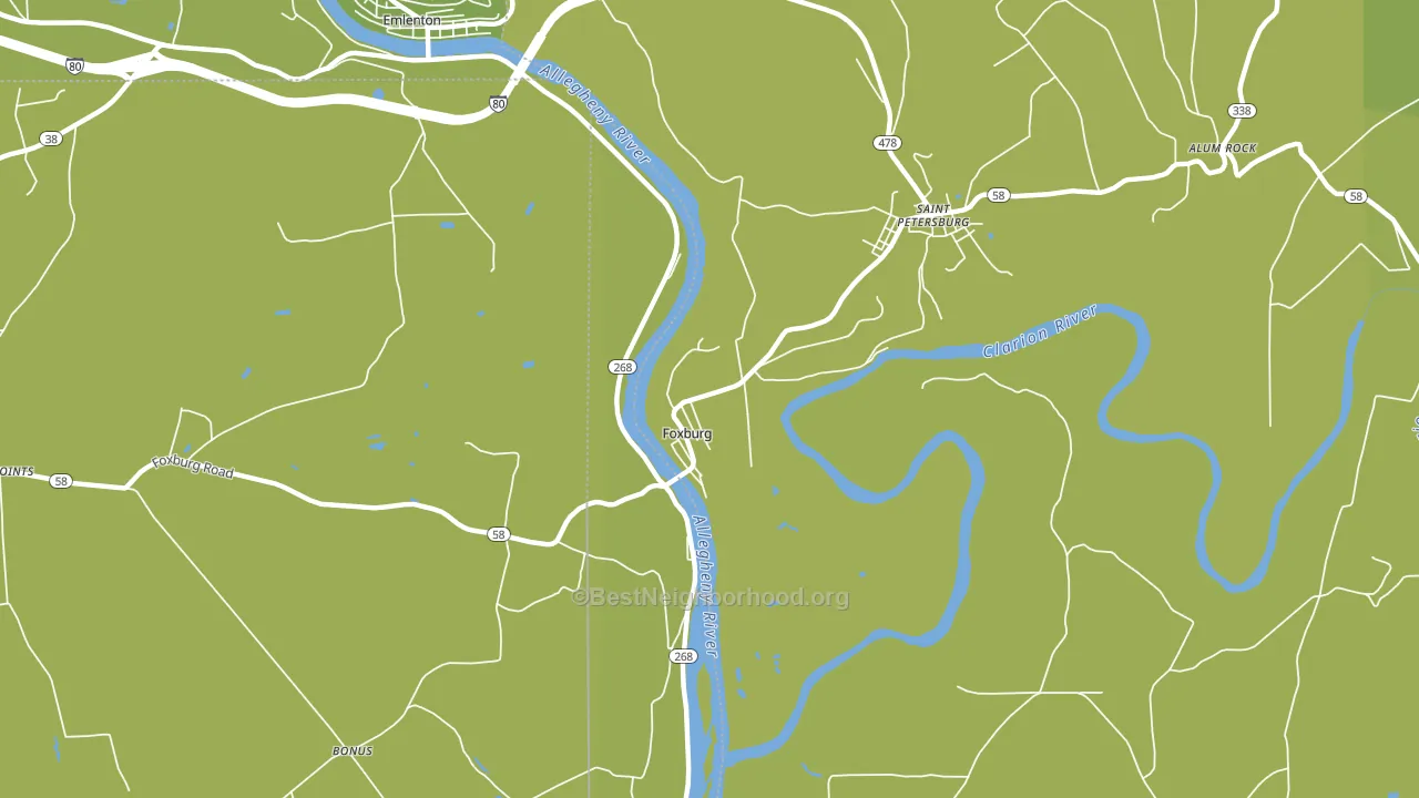 Foxburg, PA block-group voter-turnout map