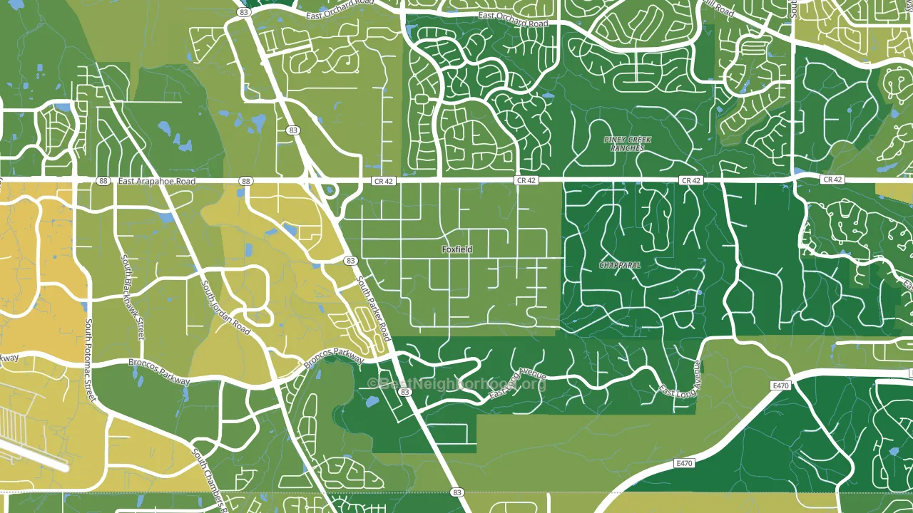 Foxfield, CO block-group voter-turnout map