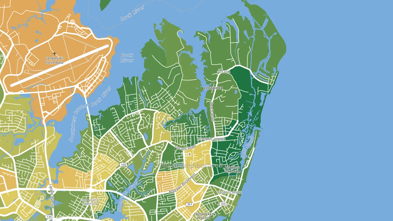 Foxhill, Hampton, VA block-group voter-turnout map