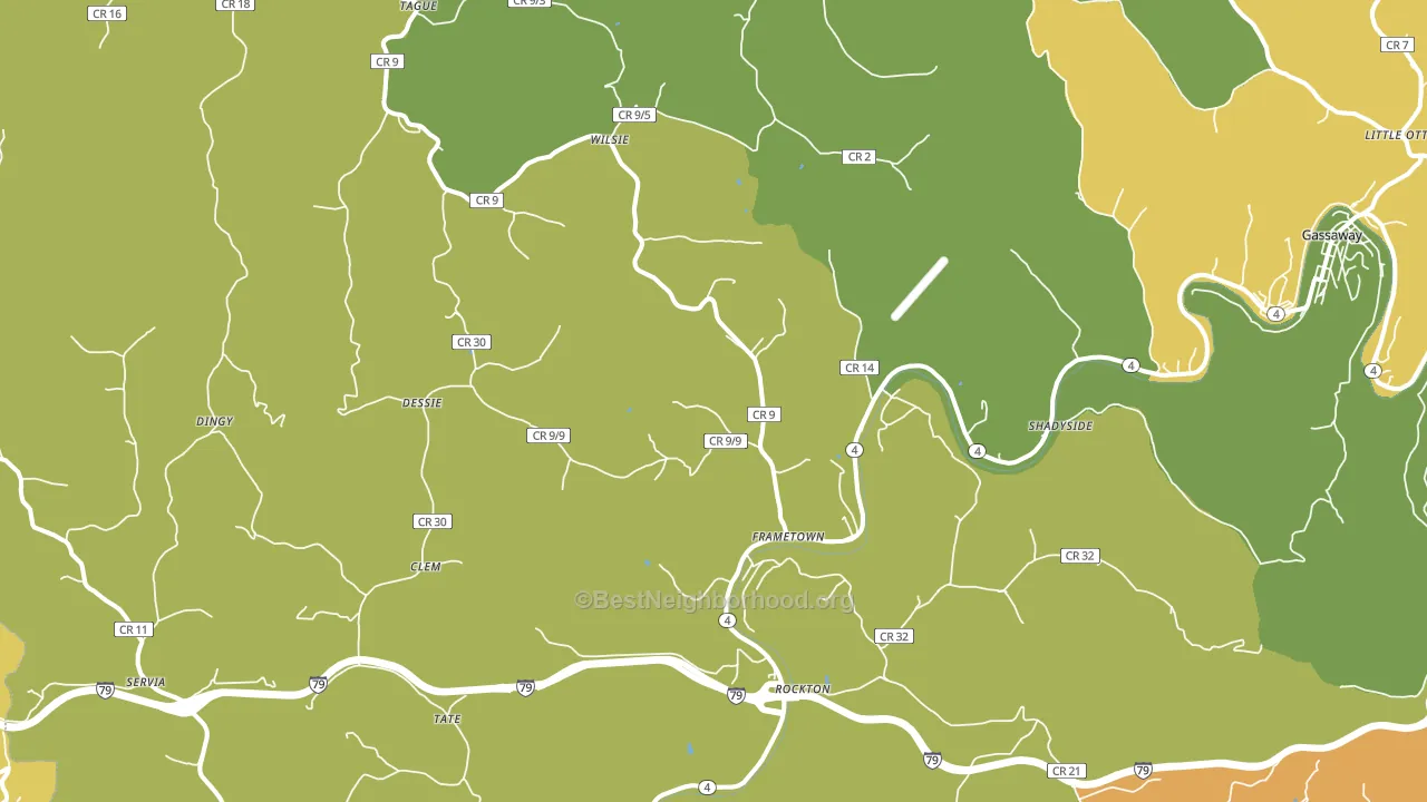 Frametown, WV block-group voter-turnout map