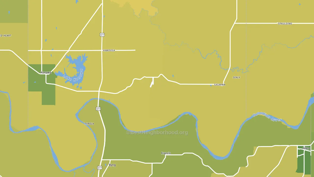 Francis, OK block-group voter-turnout map