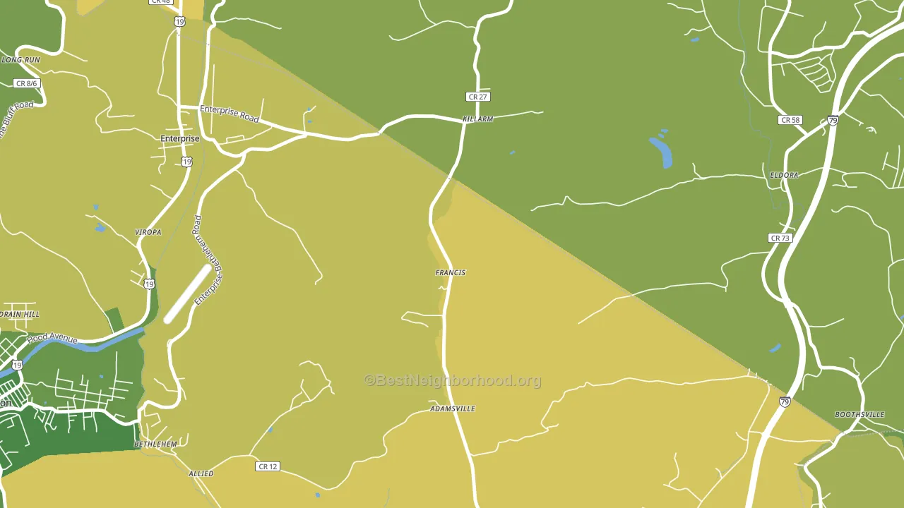 Francis, WV block-group voter-turnout map