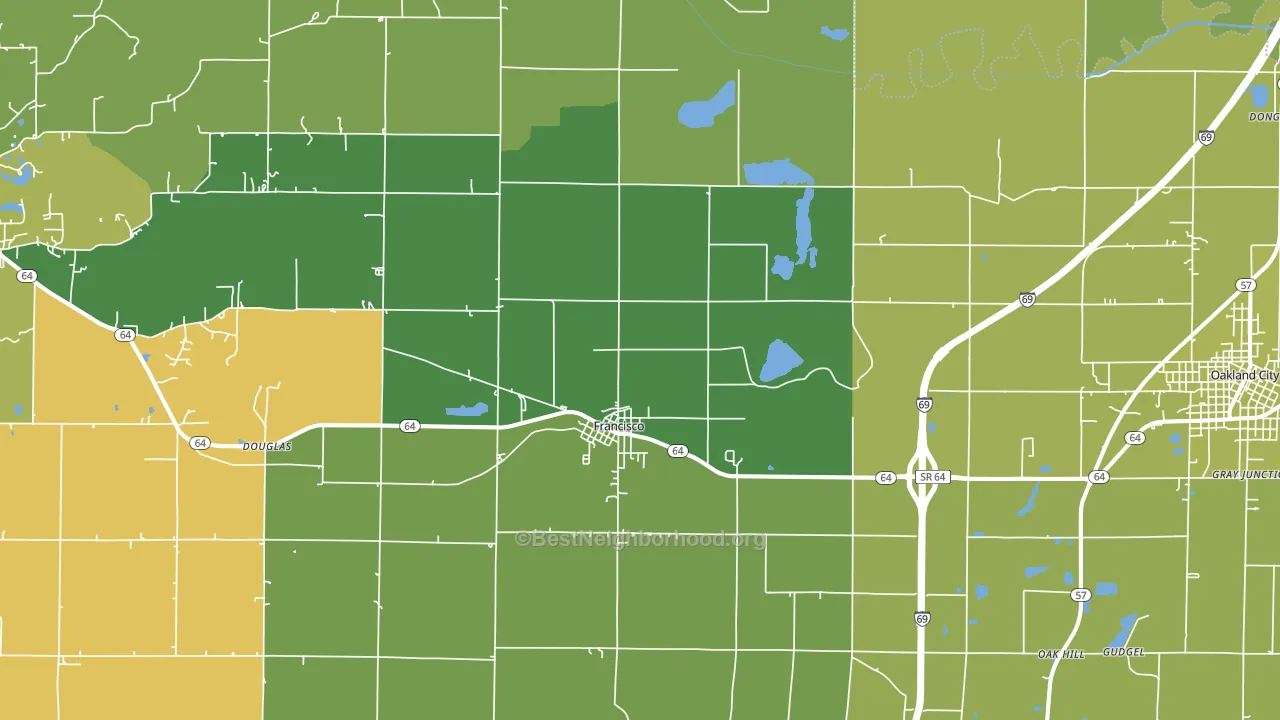 Francisco, IN block-group voter-turnout map