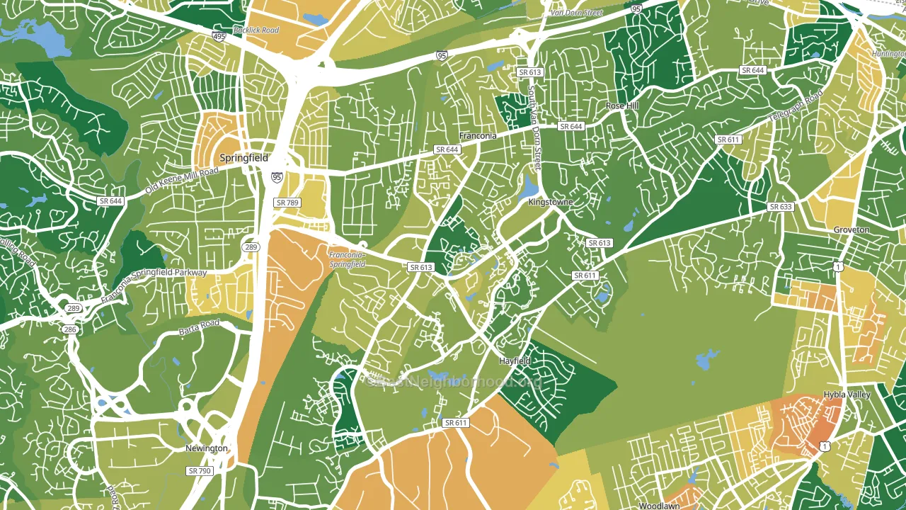 Franconia, VA block-group voter-turnout map