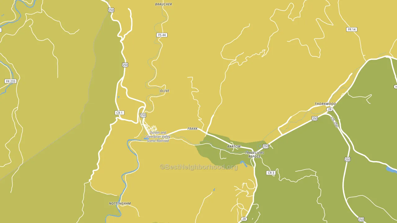 Frank, WV block-group voter-turnout map
