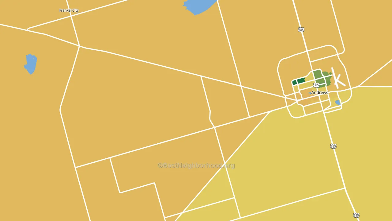 Frankel City, TX block-group voter-turnout map