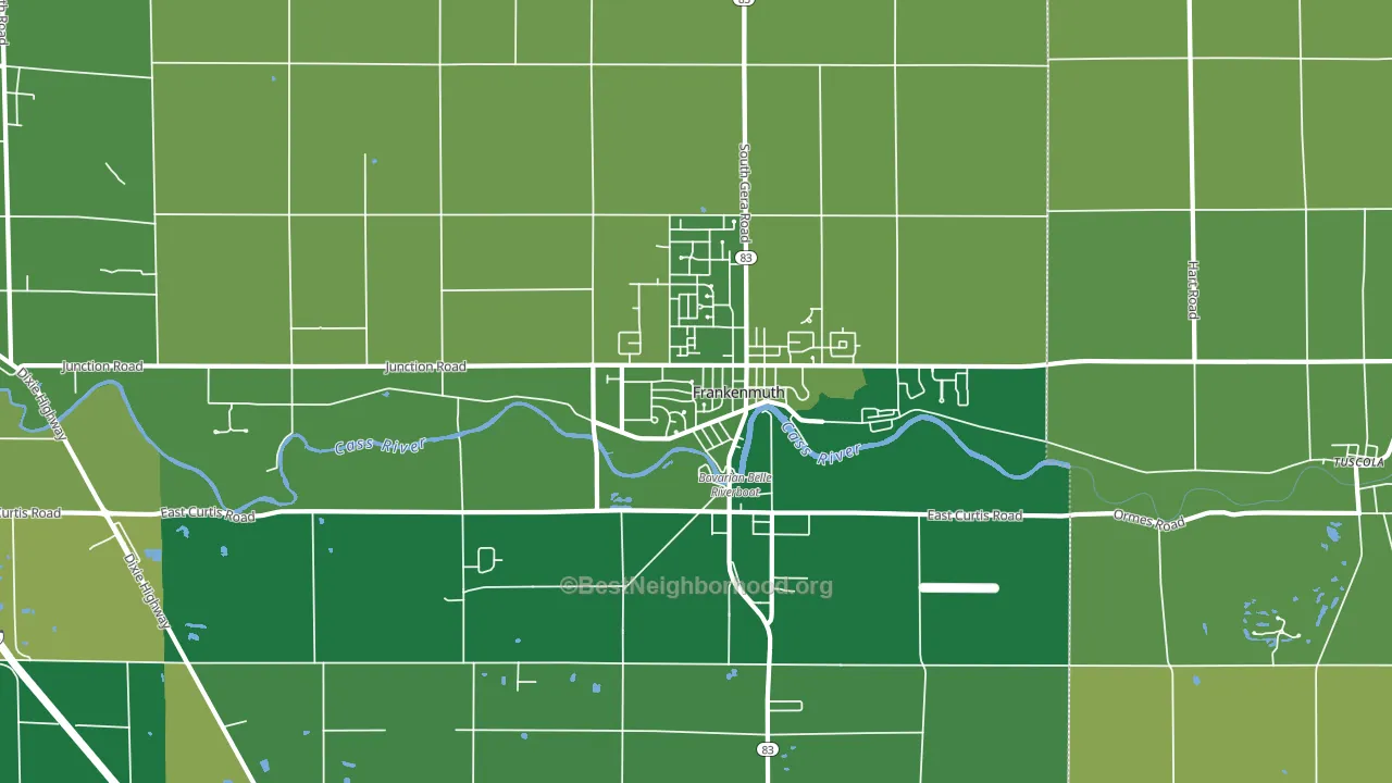 Frankenmuth, MI block-group voter-turnout map