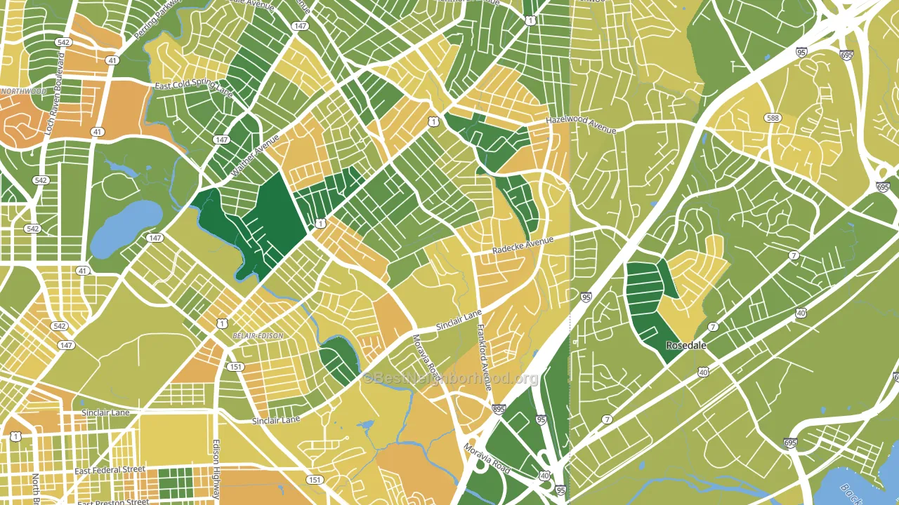 Frankford, Baltimore, MD block-group voter-turnout map