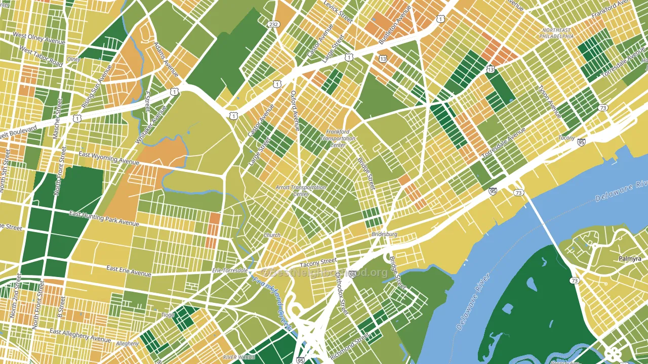 Frankford, Philadelphia, PA block-group voter-turnout map