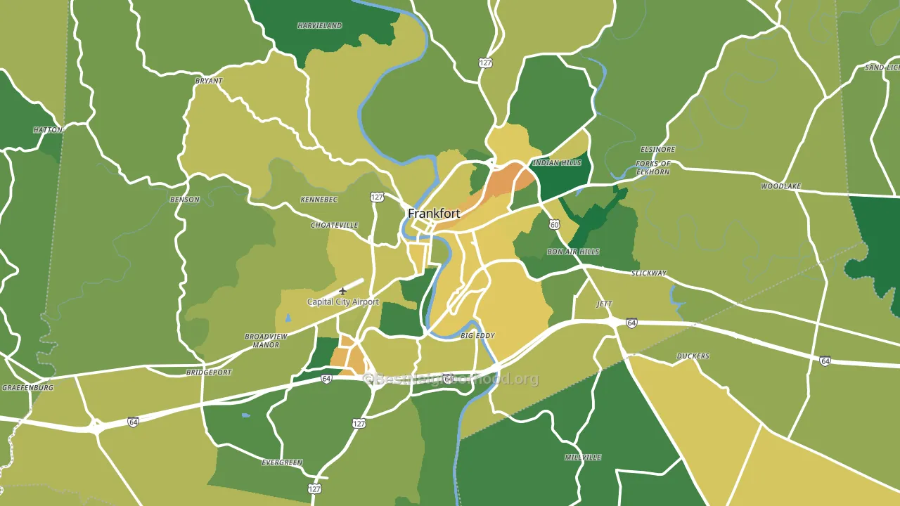 Frankfort, KY block-group voter-turnout map
