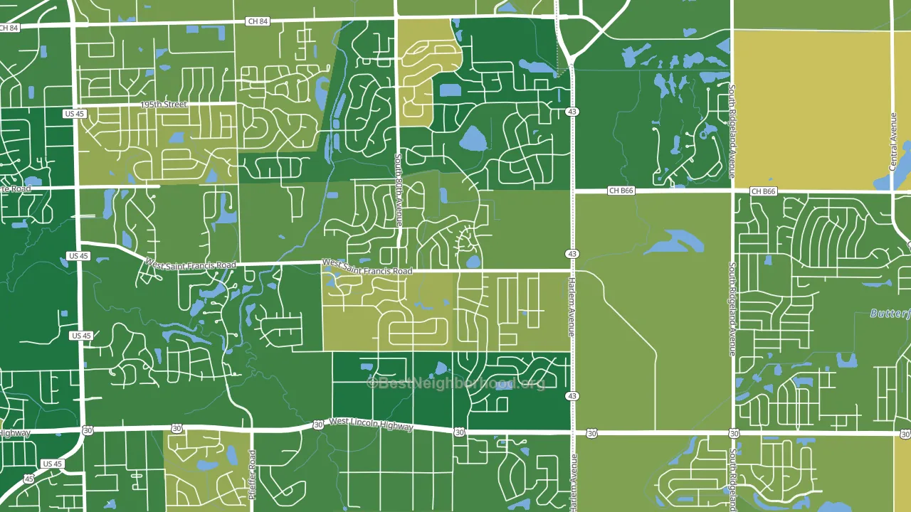 Frankfort Square, IL block-group voter-turnout map