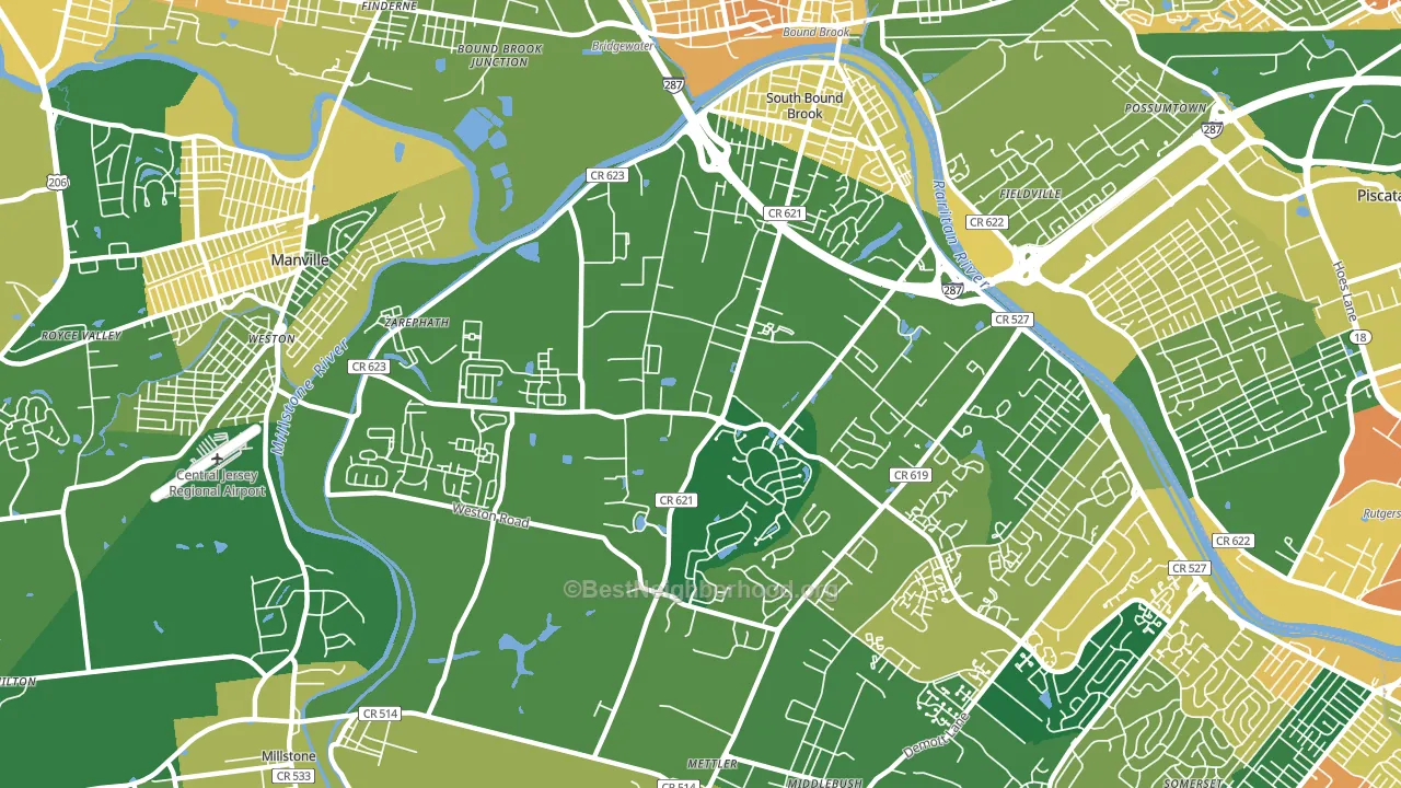 Franklin Center, NJ block-group voter-turnout map