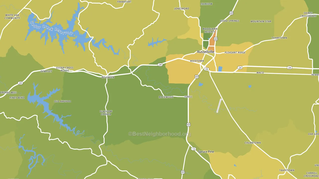 Franklin County, AL block-group voter-turnout map