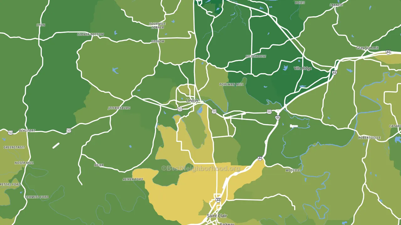Franklin County, MO block-group voter-turnout map