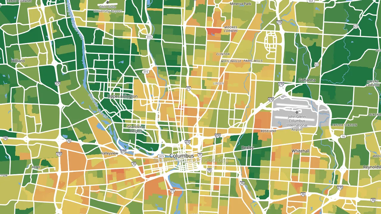 Franklin County, OH block-group voter-turnout map