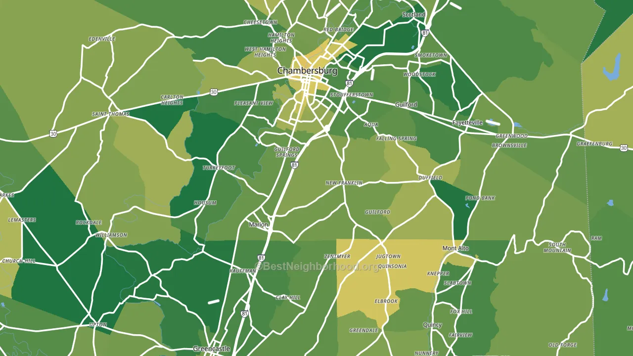 Franklin County, PA block-group voter-turnout map