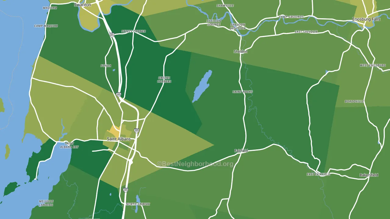 Franklin County, VT block-group voter-turnout map