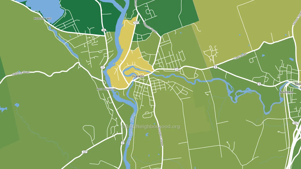 Franklin Falls, Franklin, NH block-group voter-turnout map