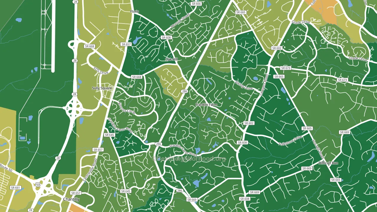 Franklin Farm, VA block-group voter-turnout map