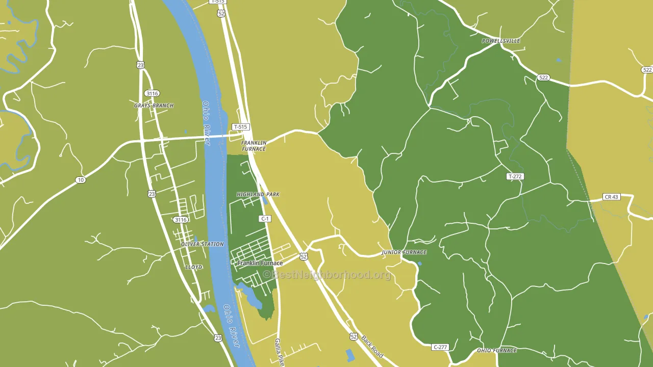 Franklin Furnace, OH block-group voter-turnout map