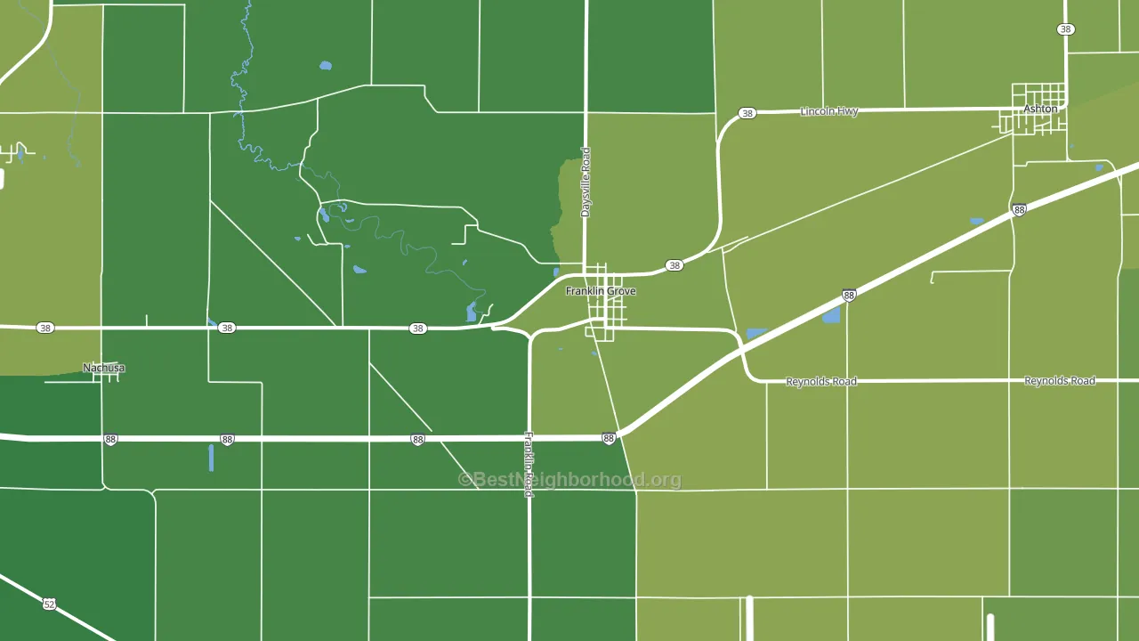 Franklin Grove, IL block-group voter-turnout map
