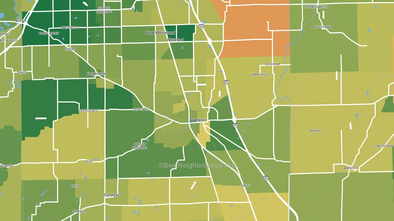 Franklin, IN block-group voter-turnout map